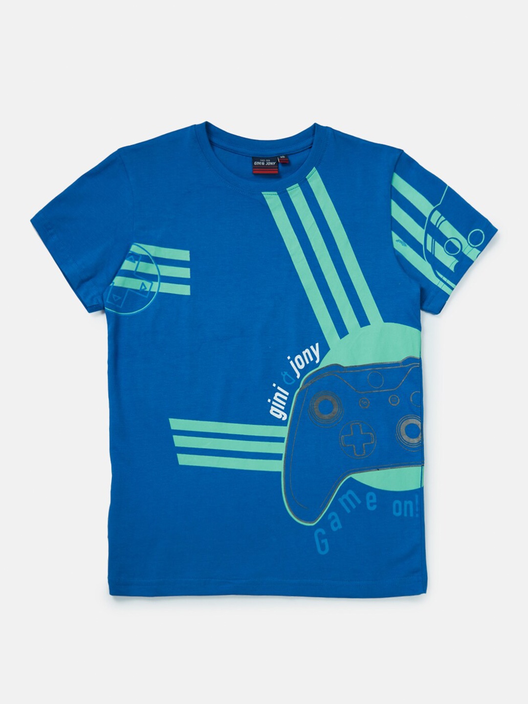 

Gini and Jony Boys Graphic Printed Cotton T-shirt, Blue