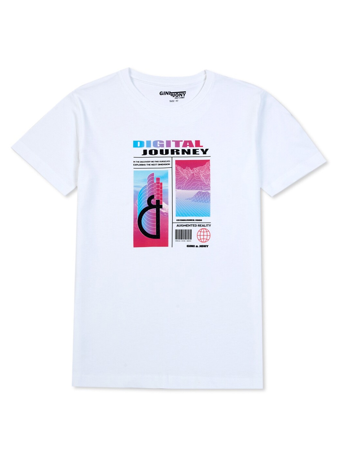 

Gini and Jony Boys Cotton Printed T-shirt, White