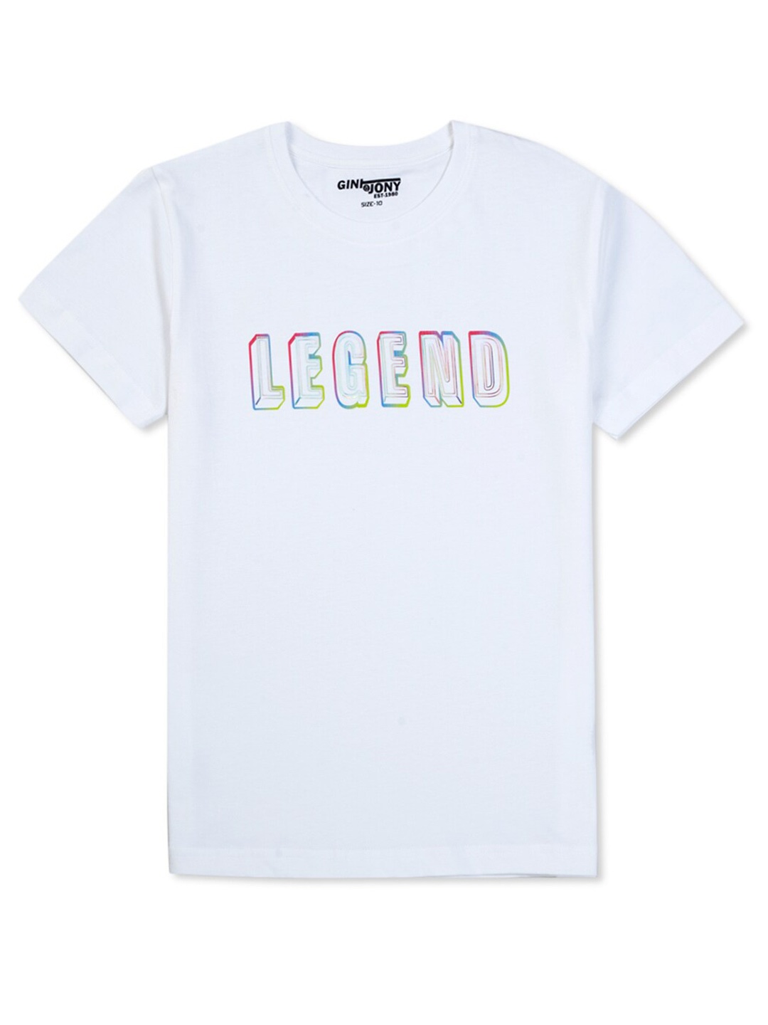

Gini and Jony Boys Cotton Typography Printed T-shirt, White