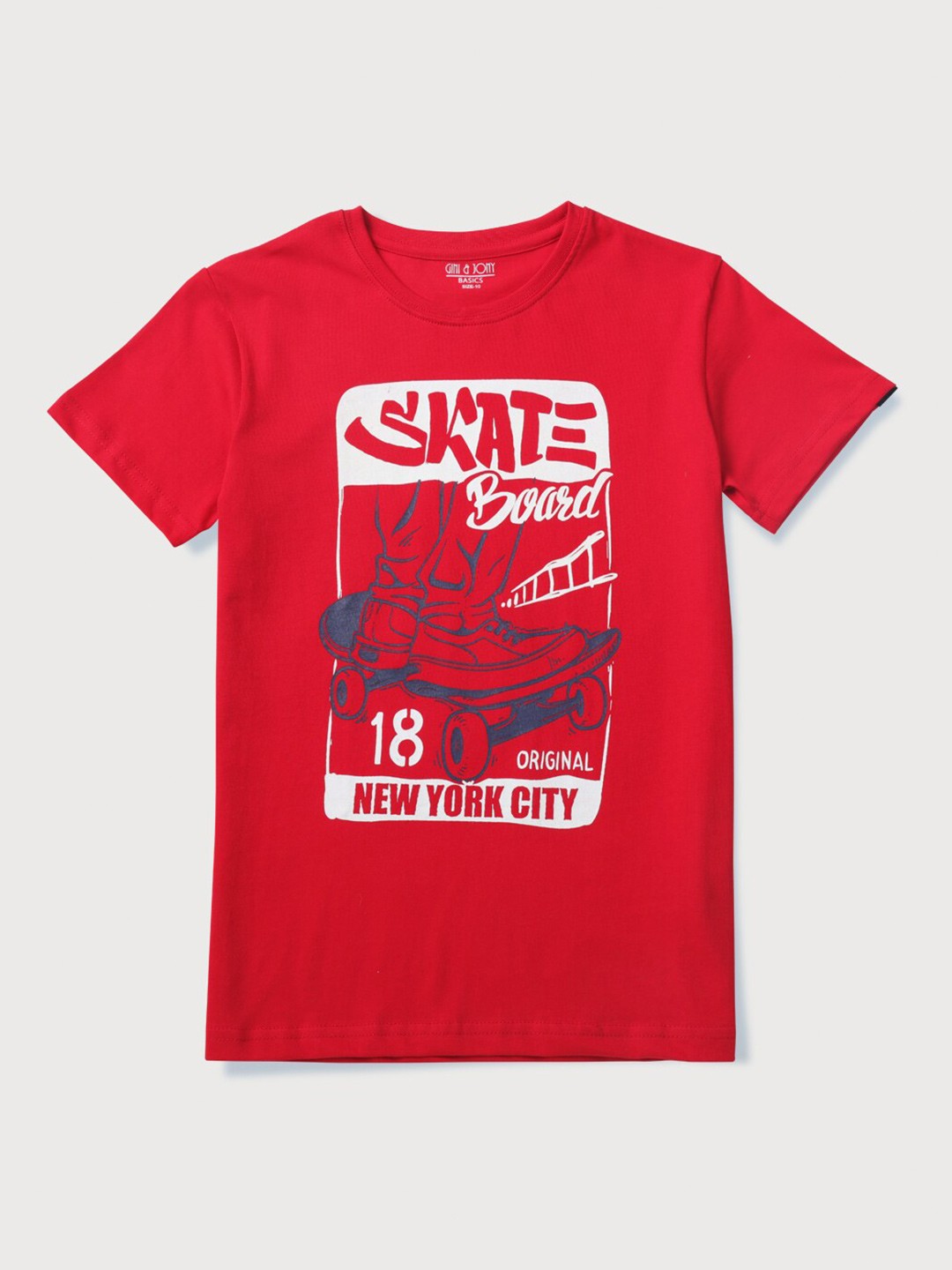

Gini and Jony Boys Cotton Printed T-shirt, Red