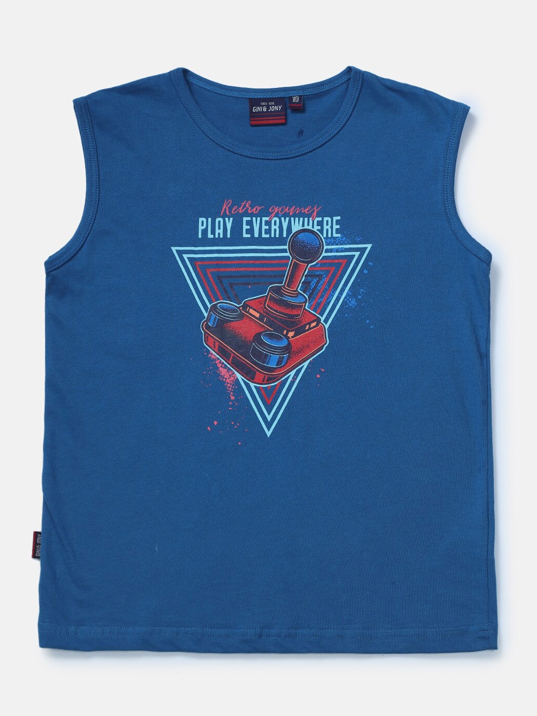 

Gini and Jony Boys Printed Cotton T-shirt, Blue