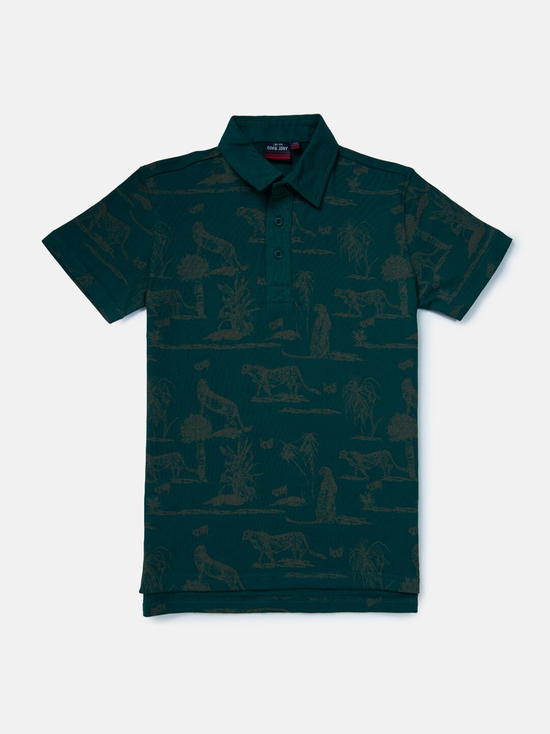 

Gini and Jony Boys Pure Cotton Conversational Printed Polo Collar T-shirt, Blue