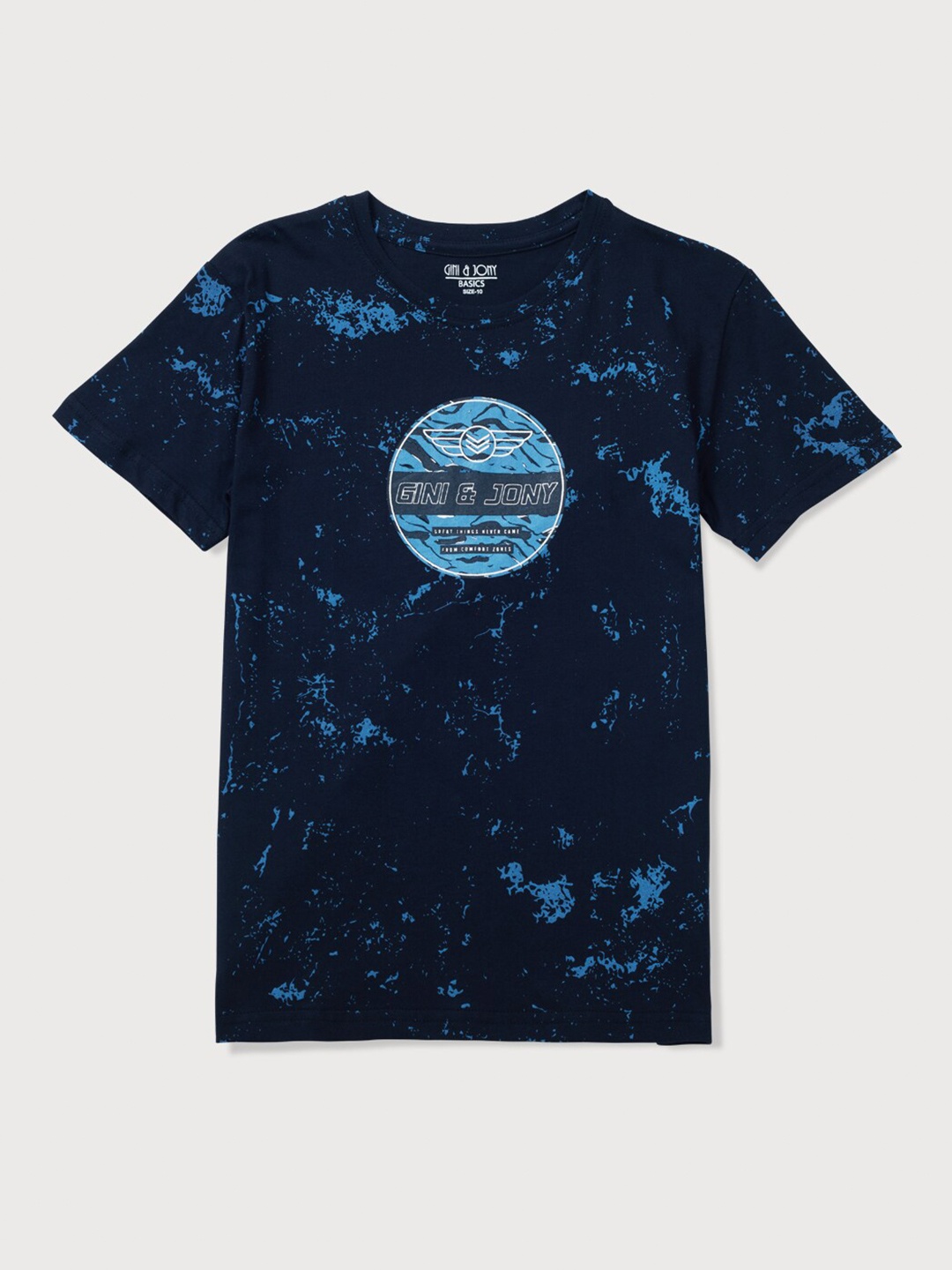 

Gini and Jony Boys Printed Cotton T-shirt, Navy blue