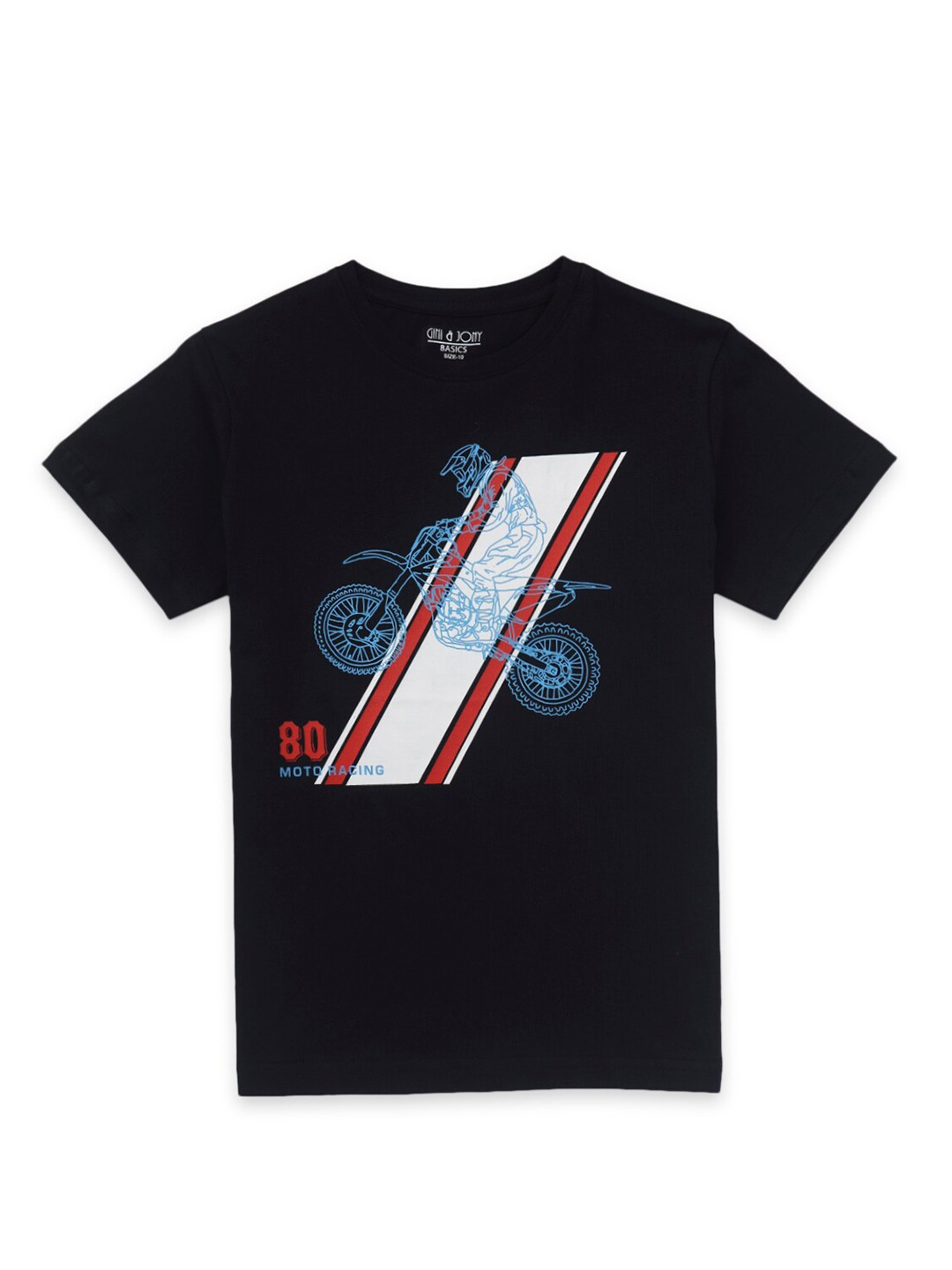 

Gini and Jony Boys Graphic Printed Round Neck Cotton T-shirt, Black