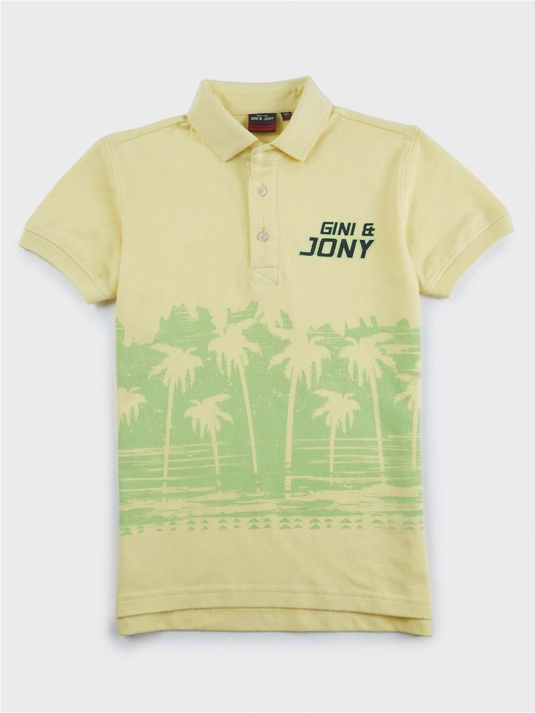 

Gini and Jony Boys Printed Polo Collar Cotton T-shirt, Yellow