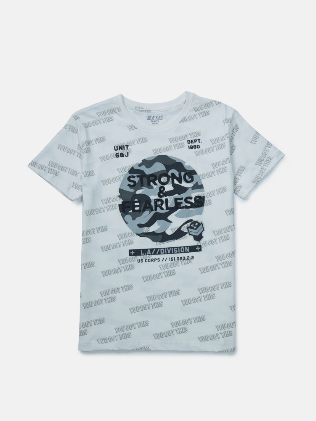 

Gini and Jony Boys Typography Printed Cotton T-shirt, White