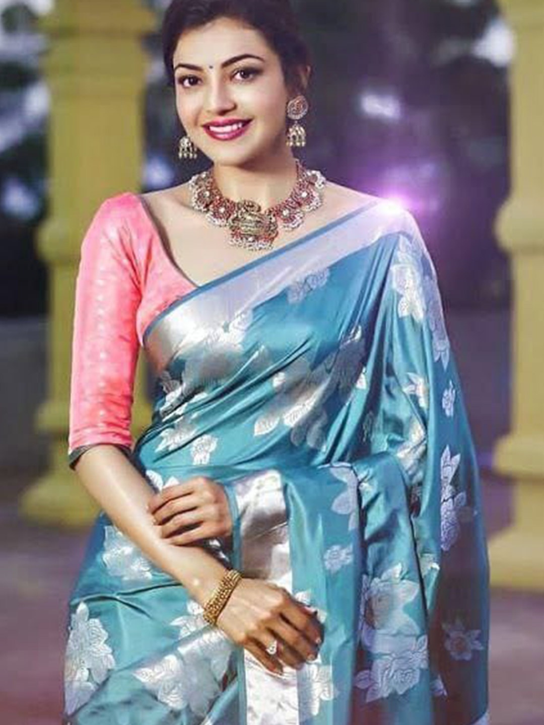 

Wuxi Woven Design Zari Pure Silk Banarasi Saree, Teal