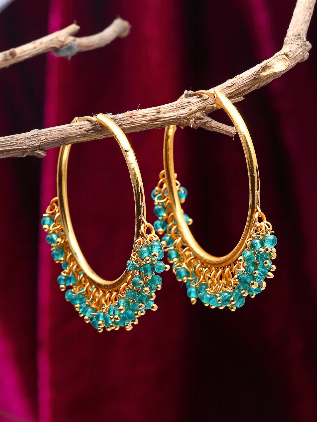 

Kennice Gold-Plated Circular Hoop Earrings, Sea green