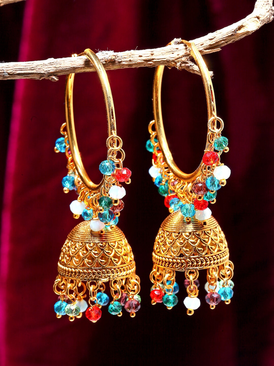 

Kennice Dome Shaped Jhumkas Earrings, Gold
