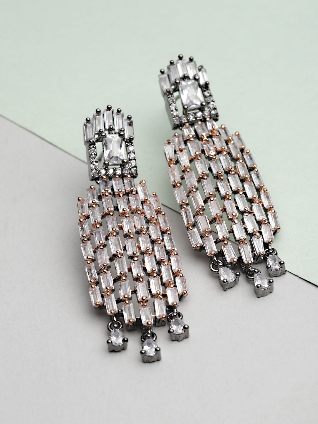 

Kennice Women Rose Gold-Plated Contemporary Drop Earrings