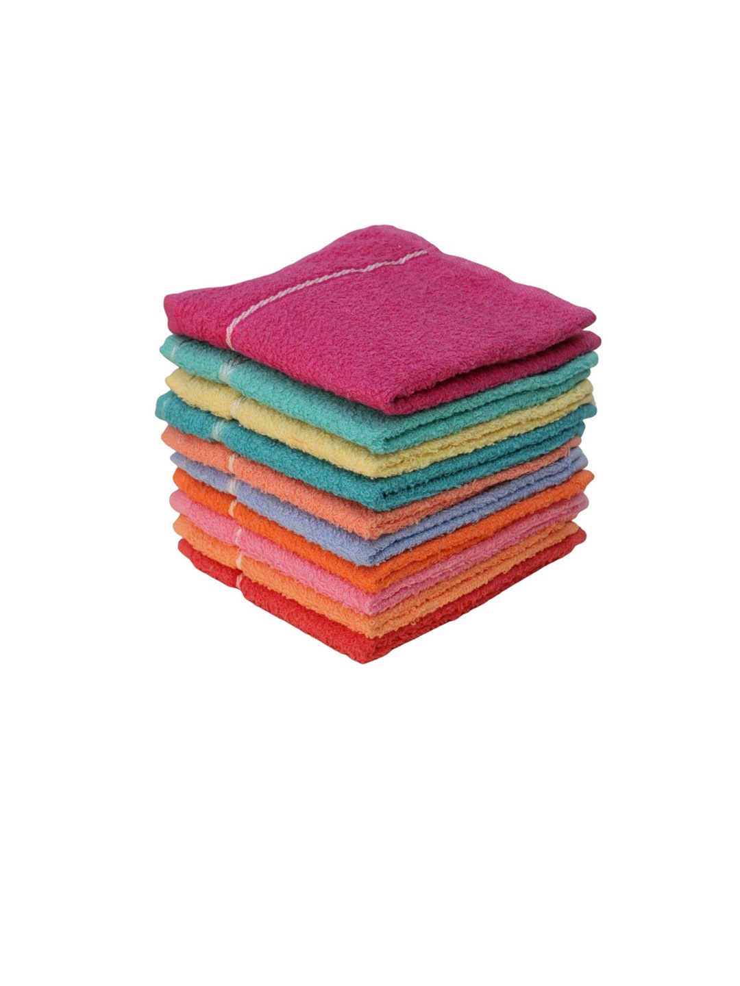 

Lushomes Set Of 10 Pink & Green 300 GSM Terry Cotton Ultra Soft Hand Towels