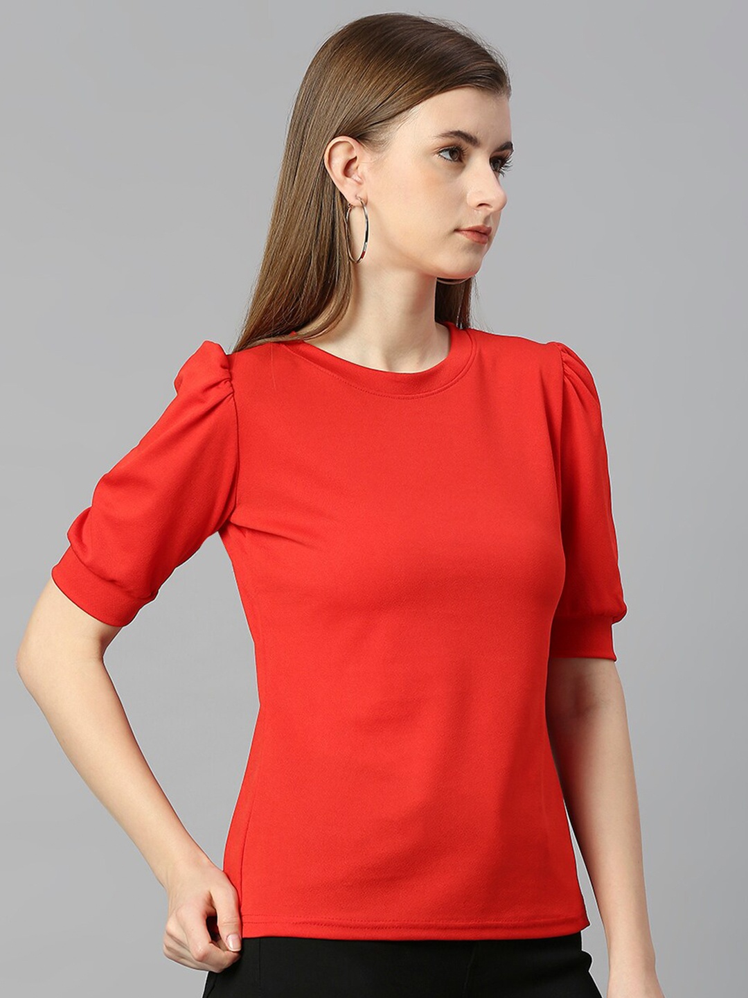 

WESTHOOD Puff Sleeves Top, Red