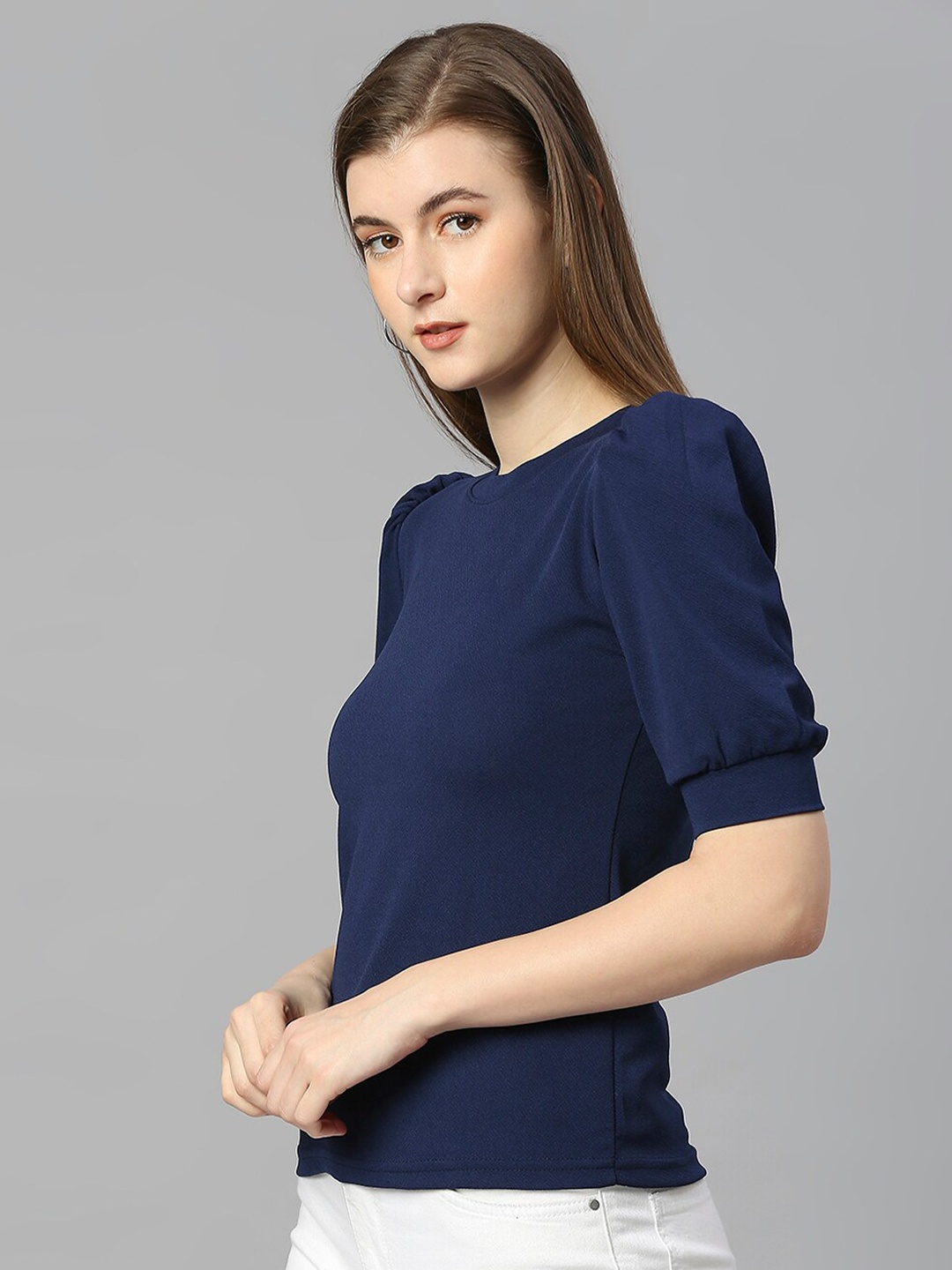 

WESTHOOD Puff Sleeves Regular Top, Navy blue