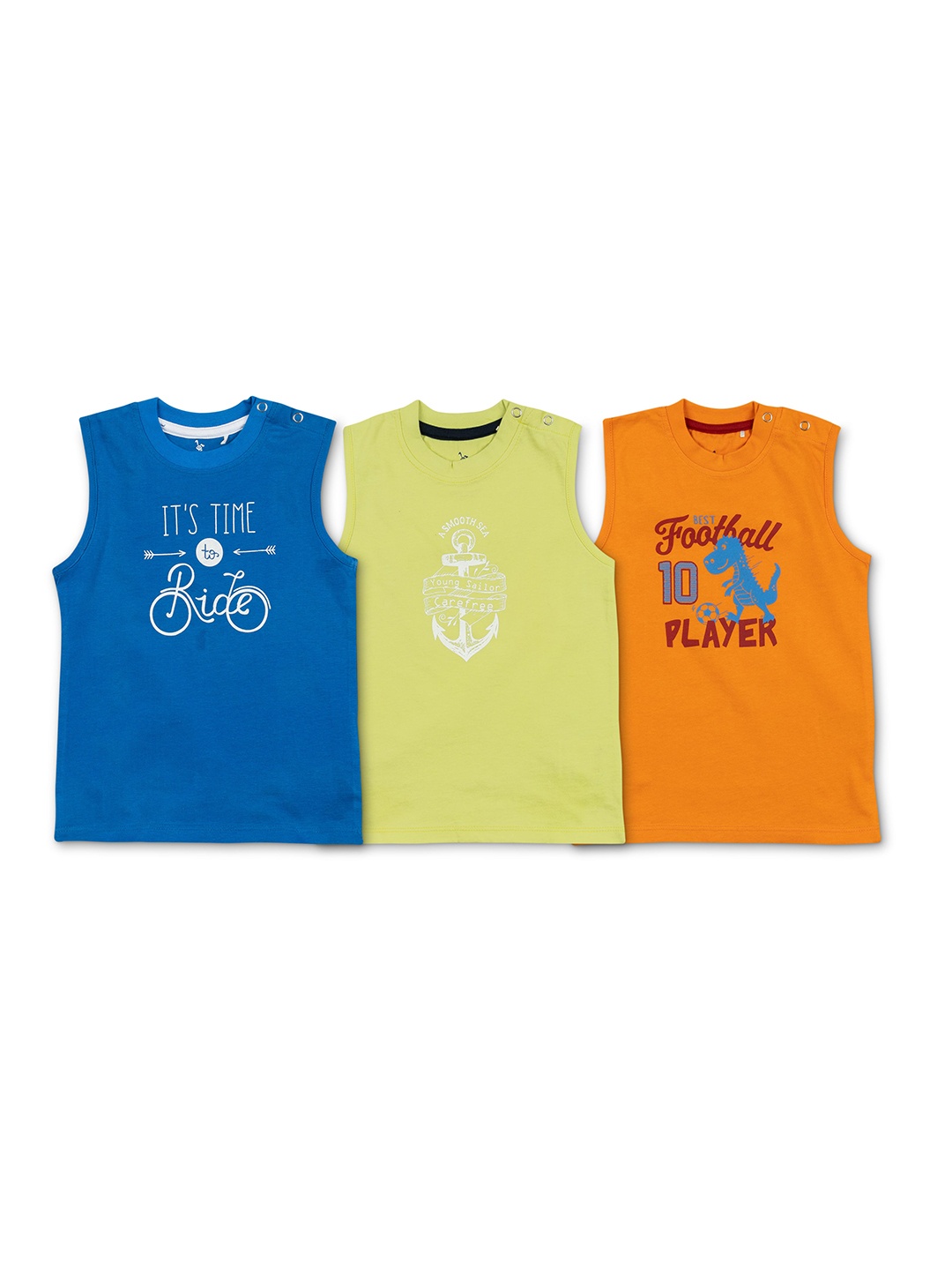 

Cuby Clubz Boys Pack Of 3 Typography Printed T-shirt, Blue