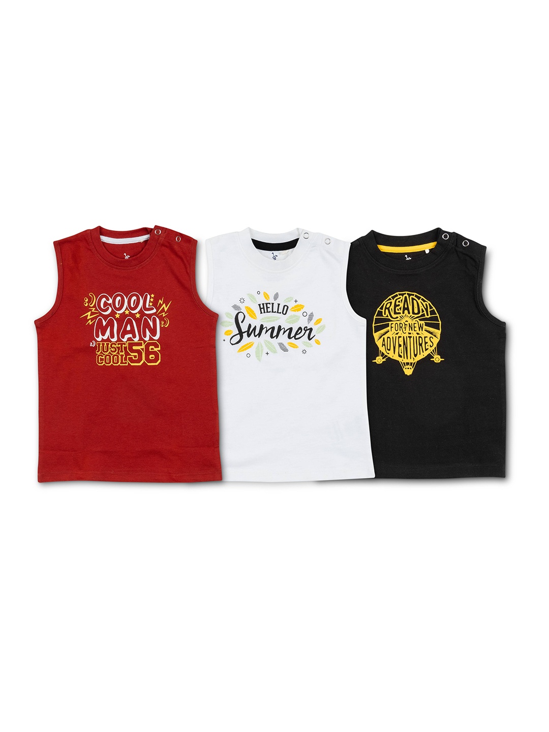 

Cuby Clubz Boys Pack Of 3 Typography Printed T-shirt, Red