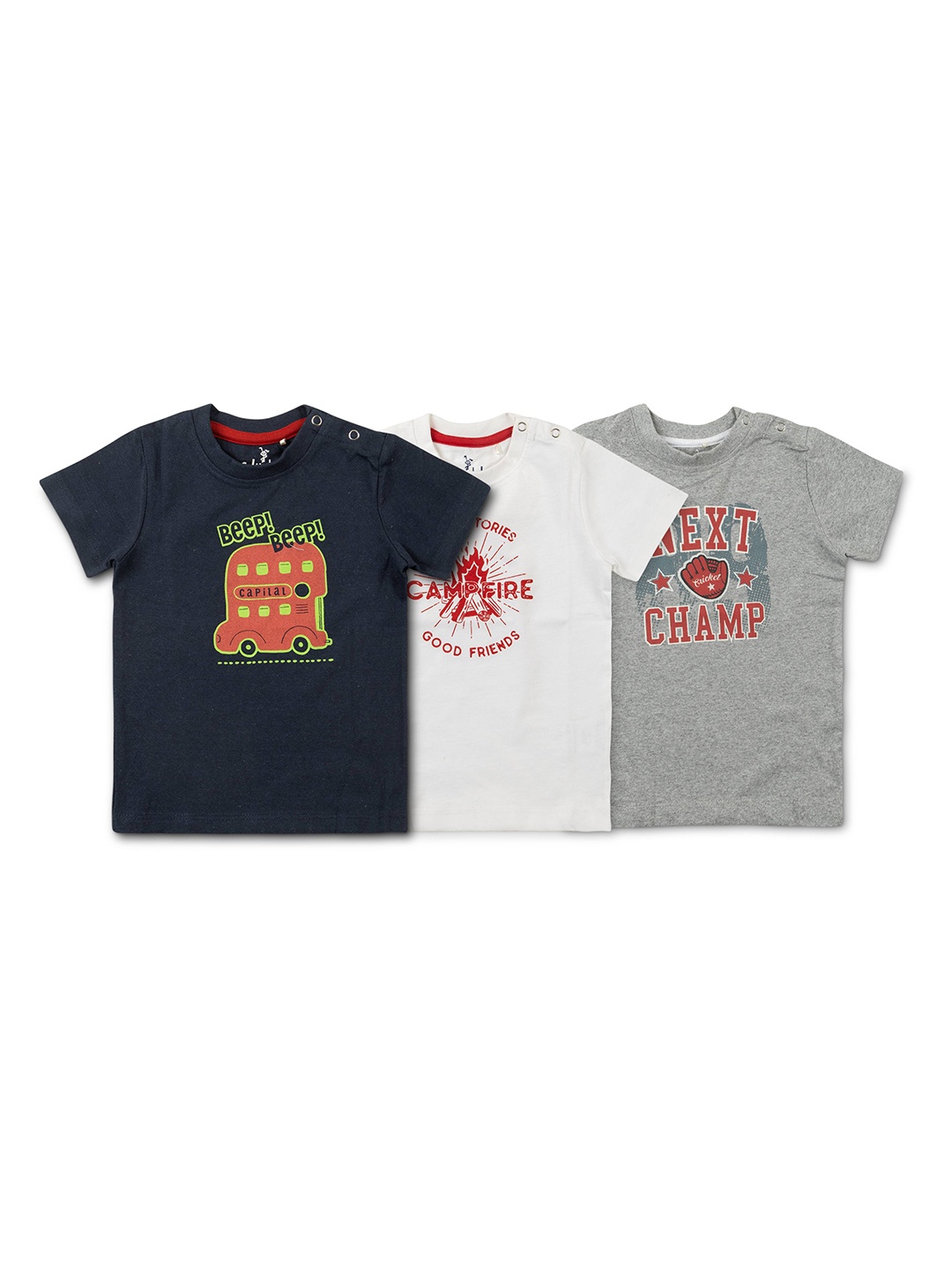 

Cuby Clubz Pack of 3 Boys Typography Printed Cotton T-shirt, Black