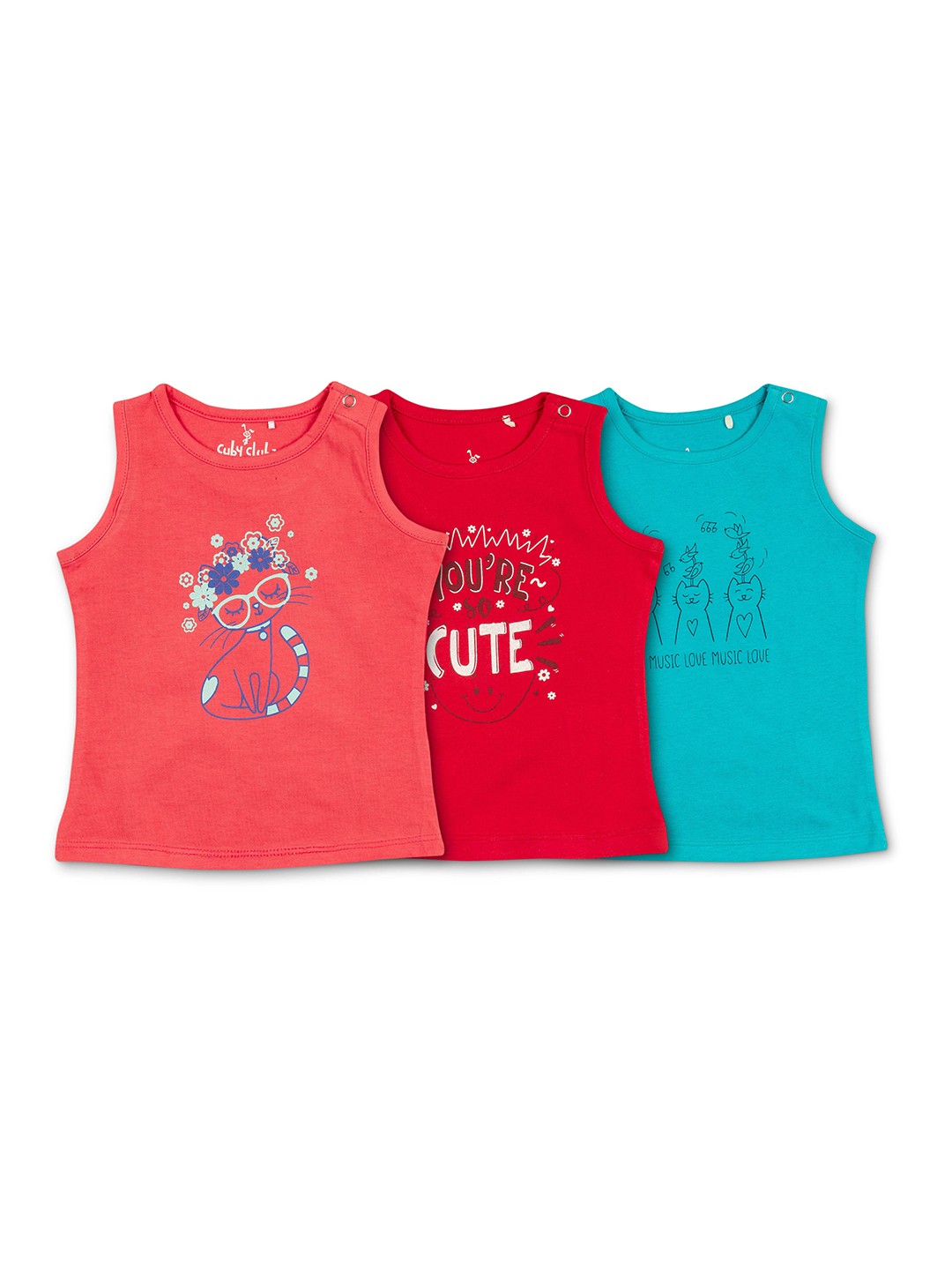 

Cuby Clubz Girls Pack Of 3 Typography Printed T-shirts, Pink
