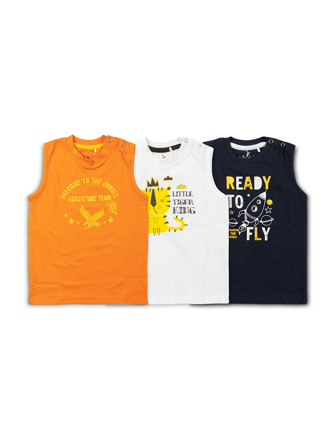 

Cuby Clubz Boys Pack Of 3 Typography Printed T-shirts, Mustard