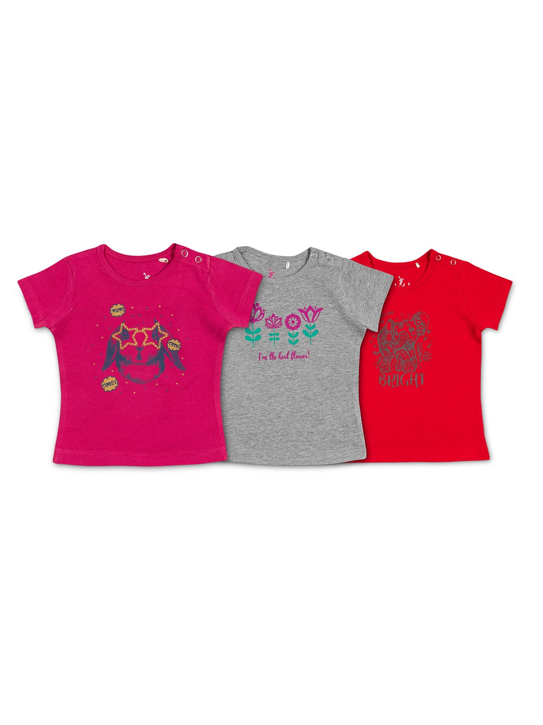 

Cuby Clubz Pack Of 3 Girls Printed T-shirts, Pink