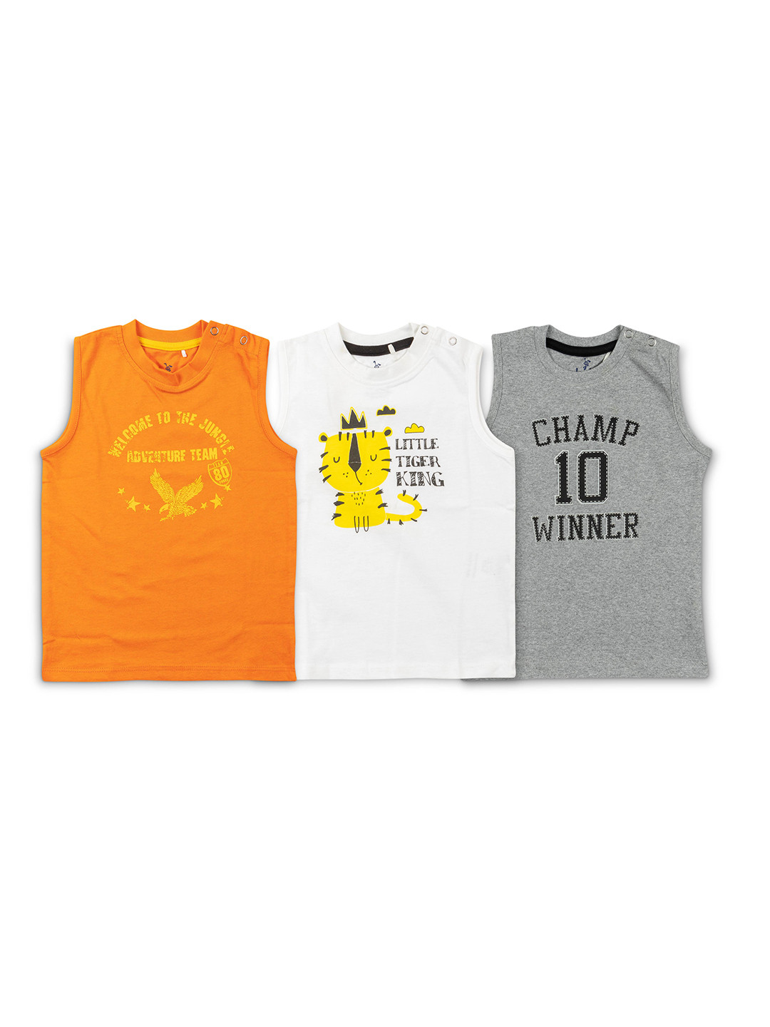 

Cuby Clubz Boys Pack Of 3 Typography Printed T-shirts, Mustard
