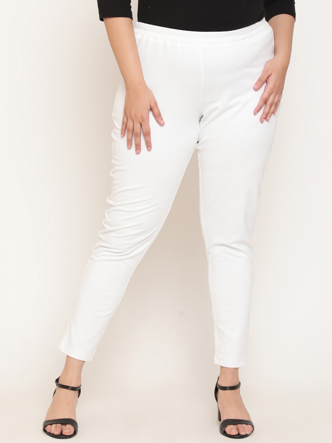 

Amydus Women Plus Size Fleece Ankle Length Leggings, White