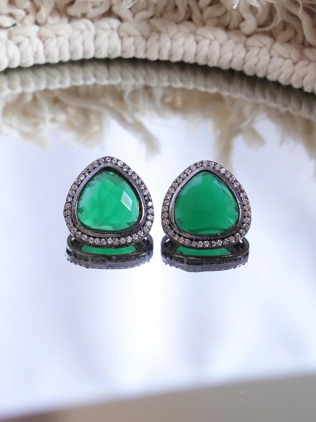 

Ozanoo Silver-Plated Classic Stud Earrings, Green