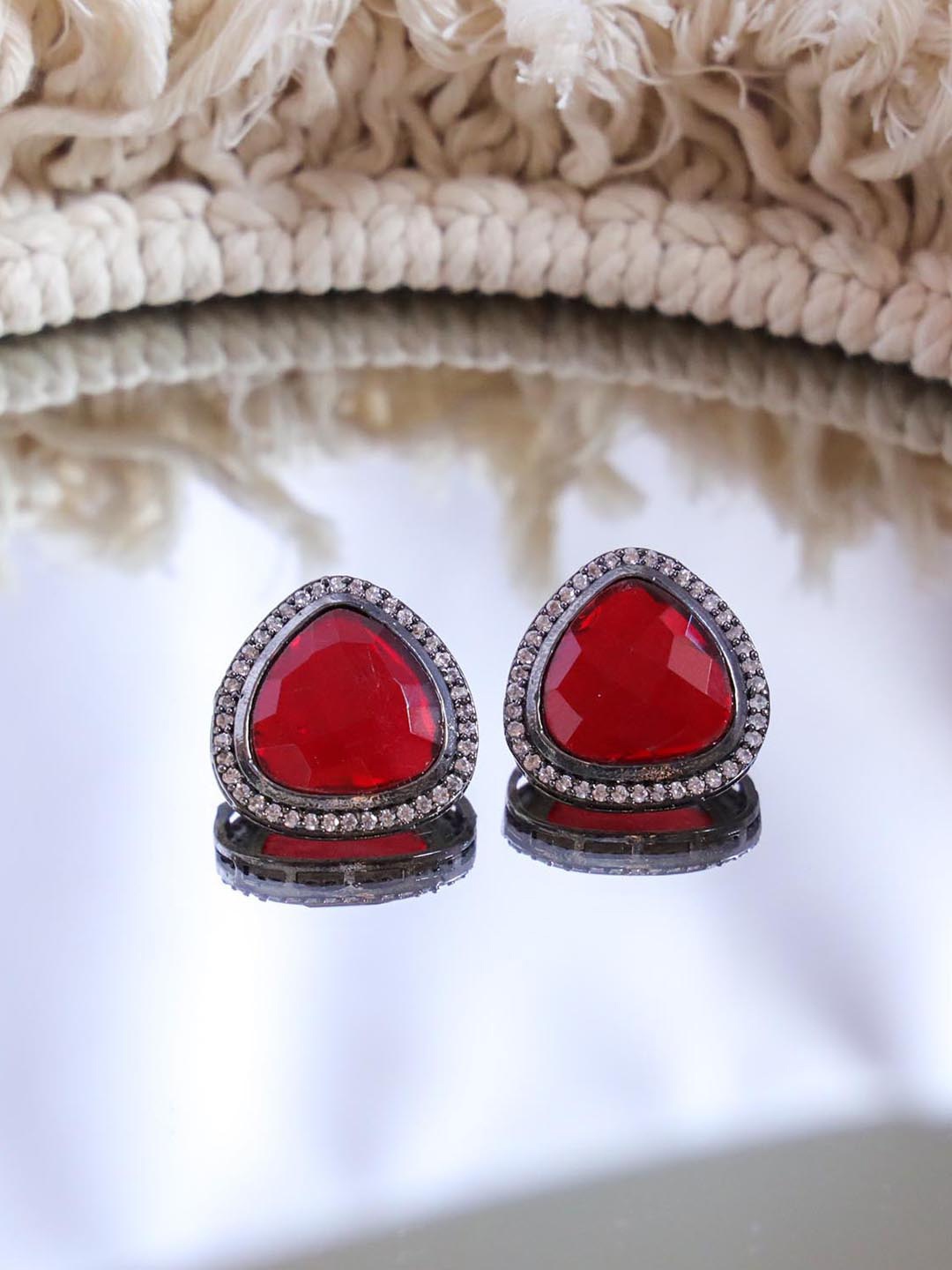 

Ozanoo Silver-Plated Classic Studs Earrings, Maroon