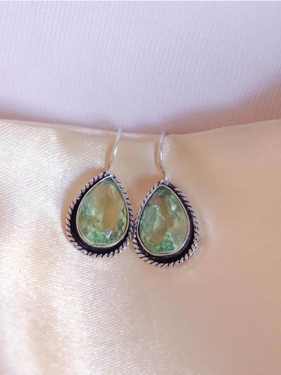 

Ozanoo Silver-Plated Classic Drop Earrings, Green