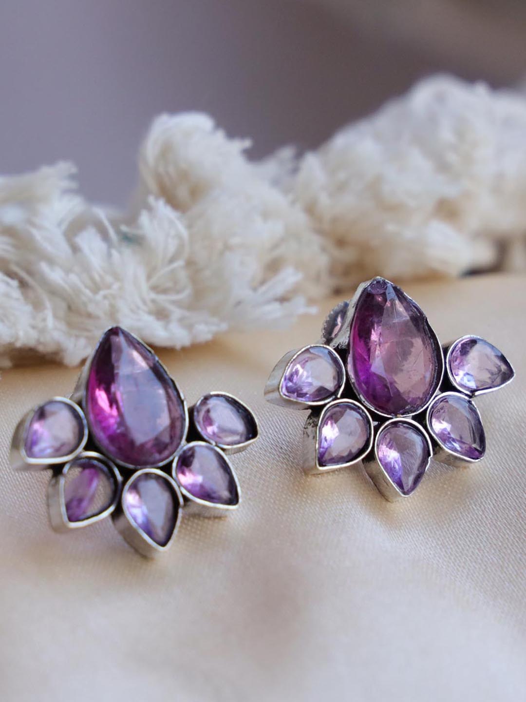 

Ozanoo Silver-Plated Classic Studs Earrings, Purple