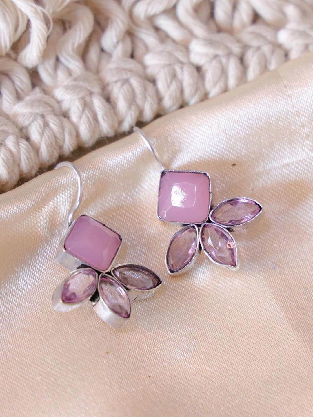 

Ozanoo Silver Plated Classic Drop Earrings, Pink
