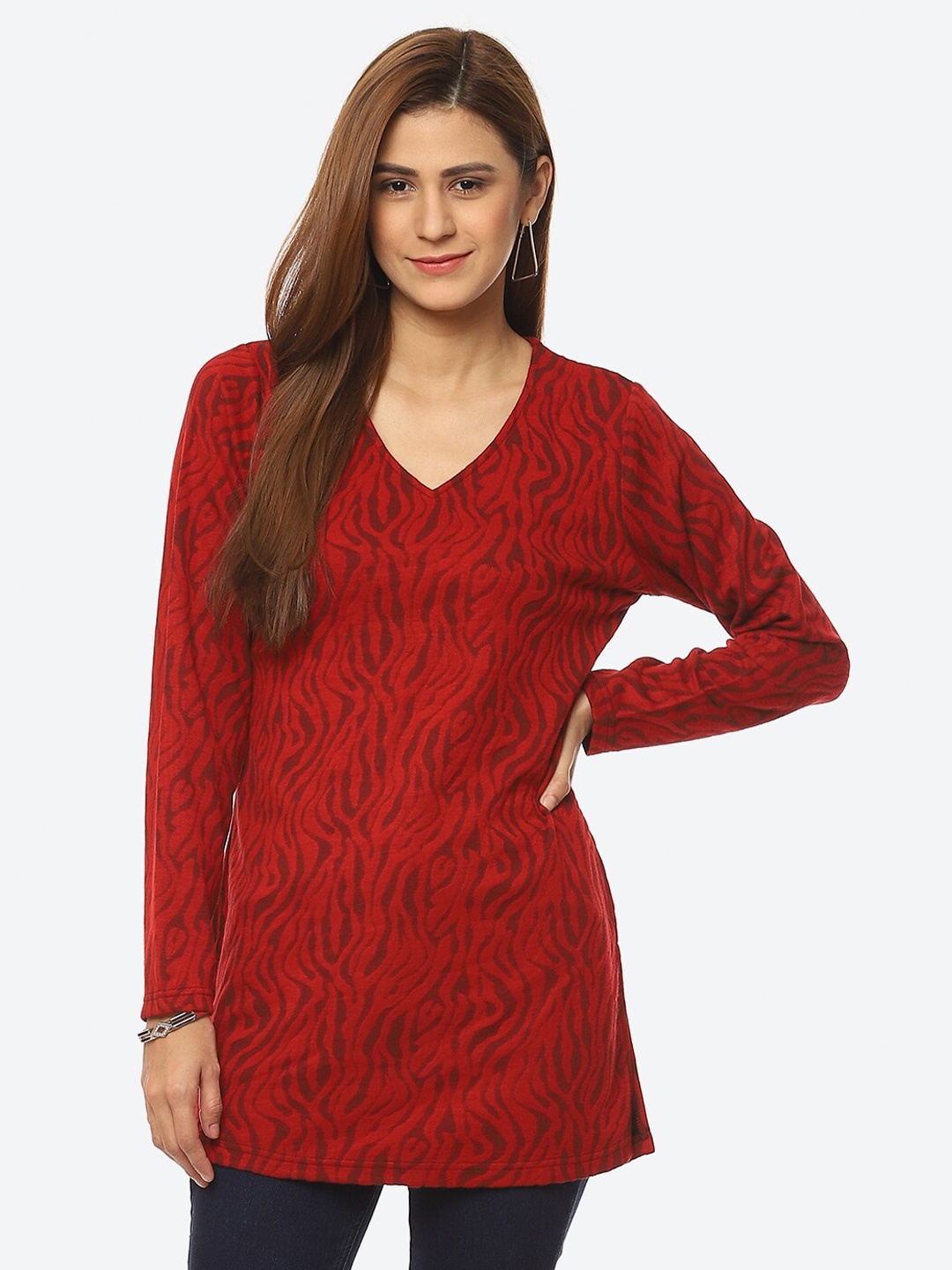 

Kurti's by Menka Animal Print Top, Red