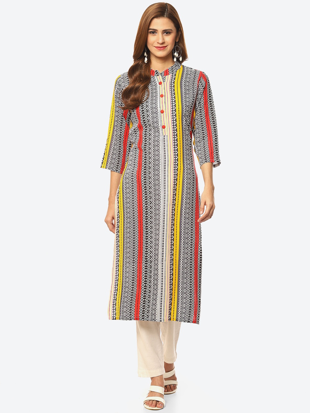 

Kurti's by Menka Geometric Printed Kurta, Red