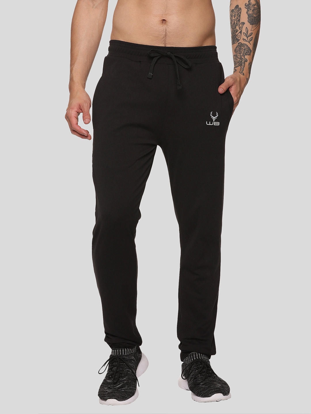 

Wildbrocket Men Mid-Rise Anti Odour Track Pants, Black