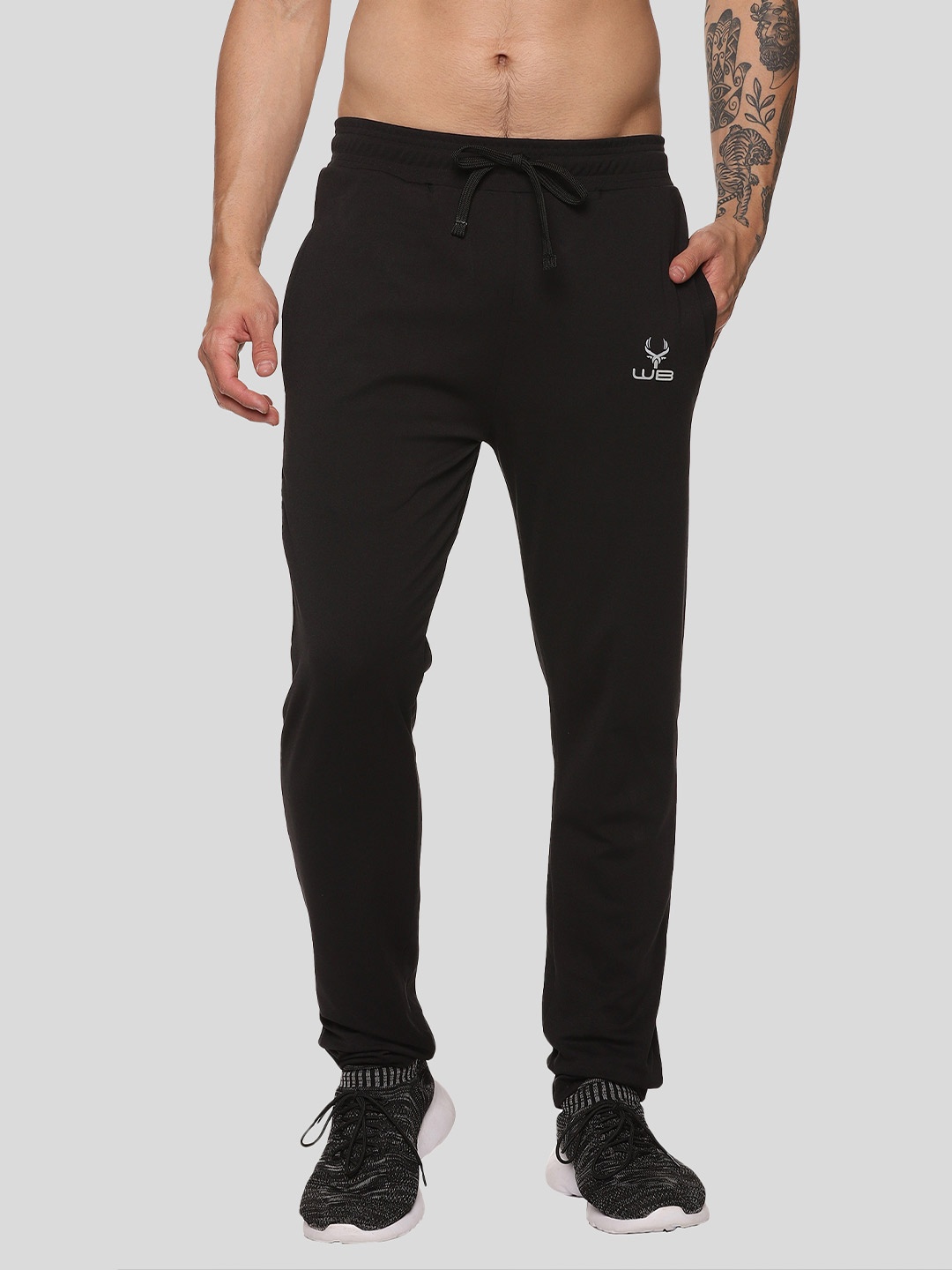 

Wildbrocket Men Mid-Rise Anti Odour Track Pants, Black