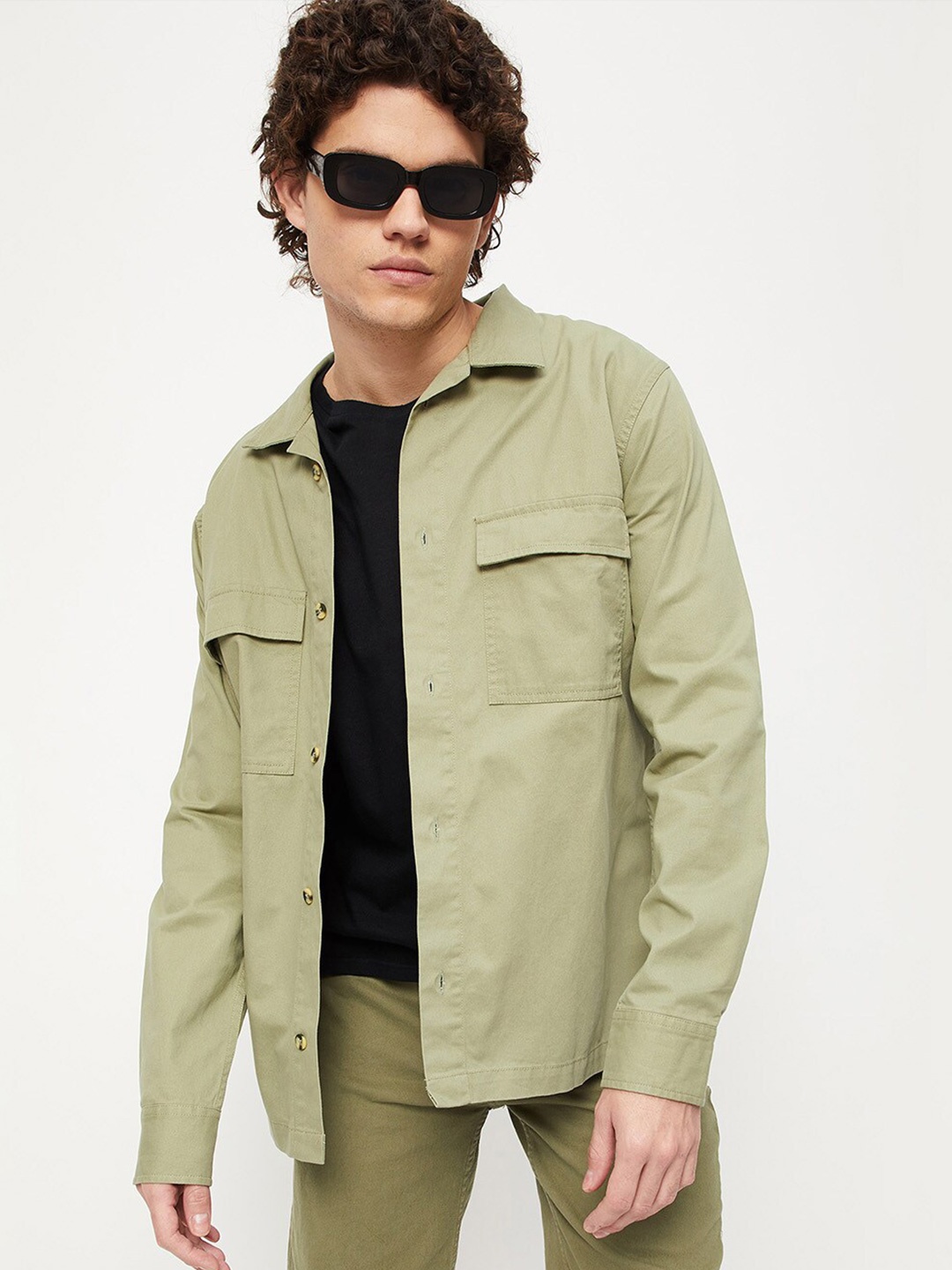 

max Men Green Casual Shirt
