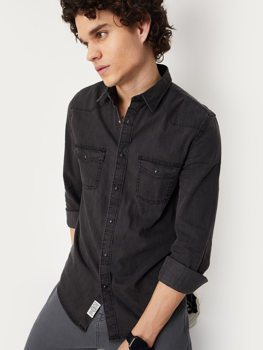 

max Men Casual Shirt, Black