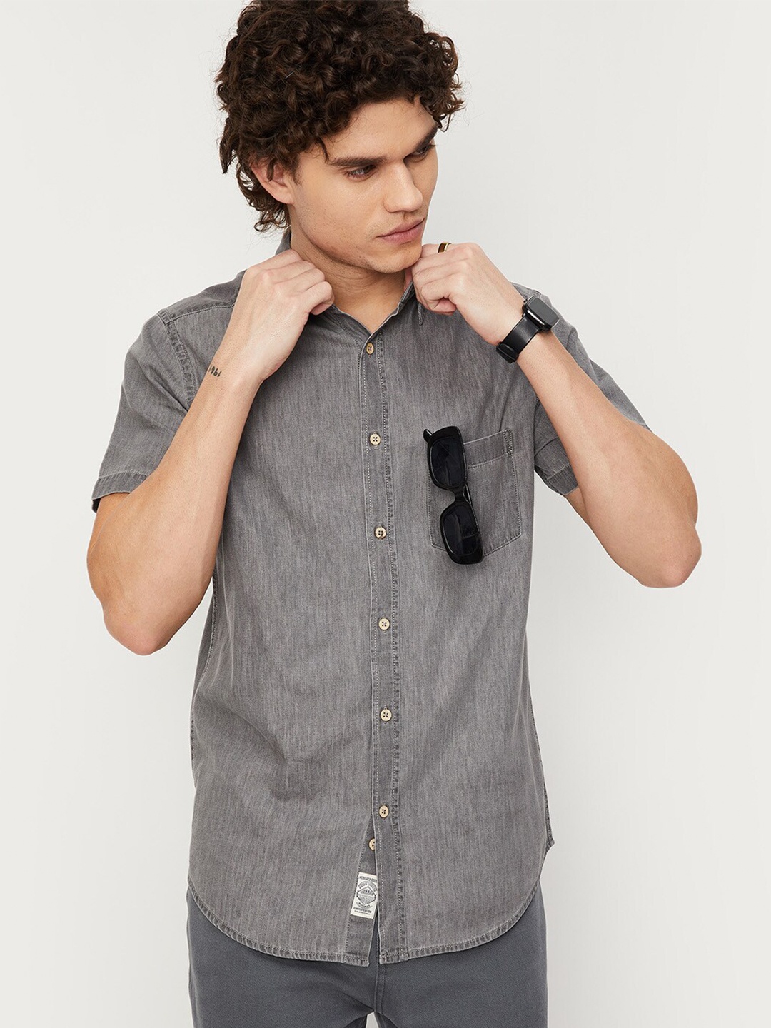 

max Men Casual Shirt, Grey