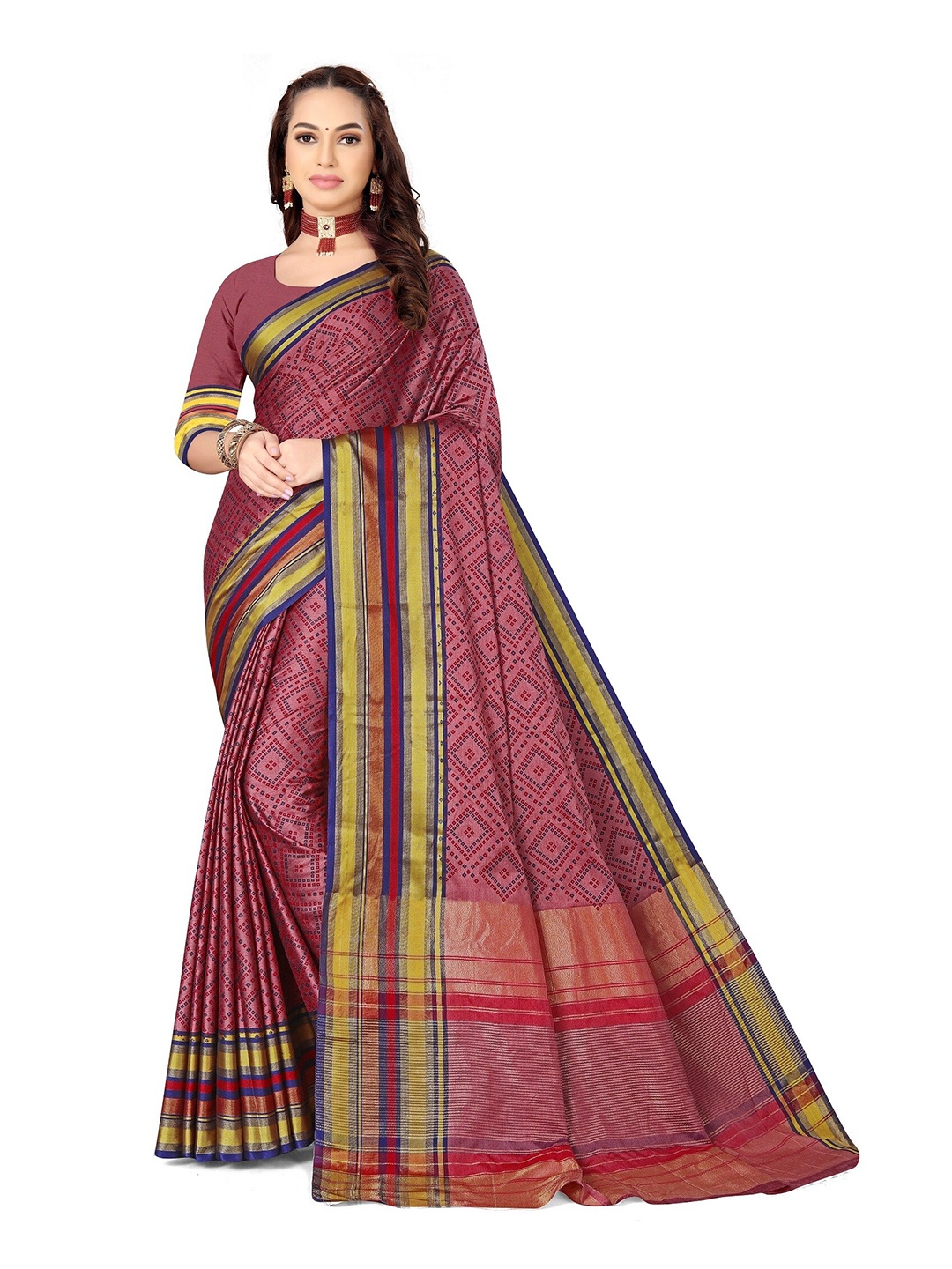 

OM SAI LATEST CREATION Bandhani Art Silk Kota Saree, Purple