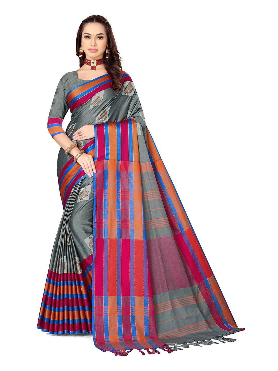 

OM SAI LATEST CREATION Art Silk Kota Saree, Grey melange