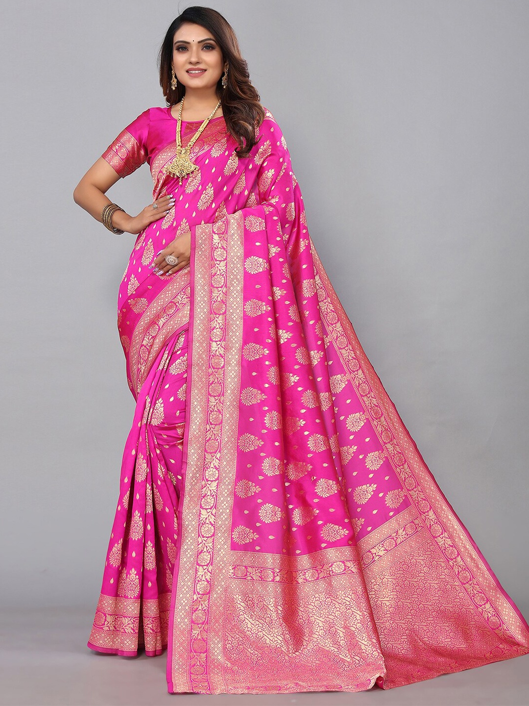 

KALINI Woven Design Banarasi Saree, Pink