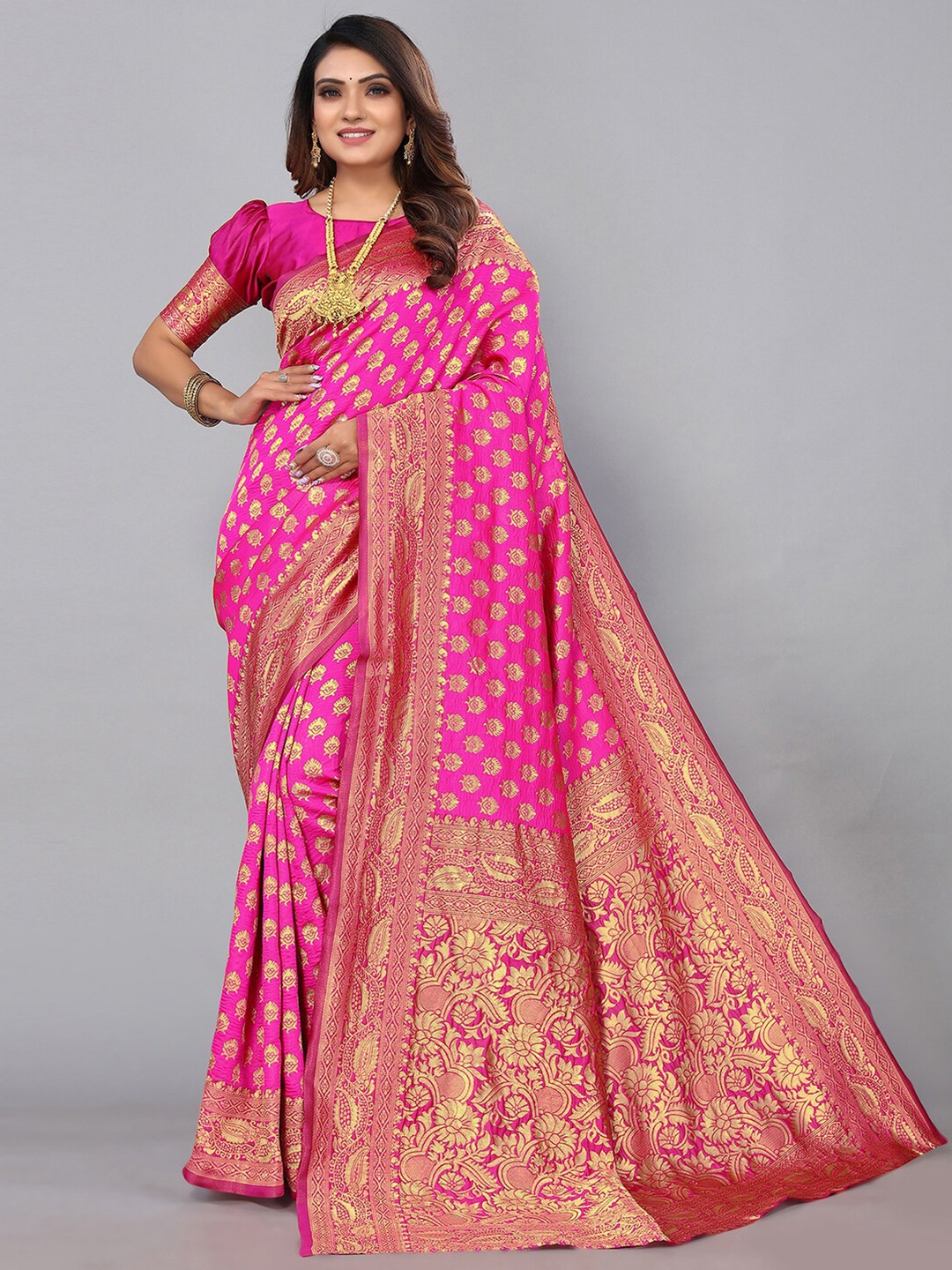 

KALINI Woven Design Zari Banarasi Saree, Pink