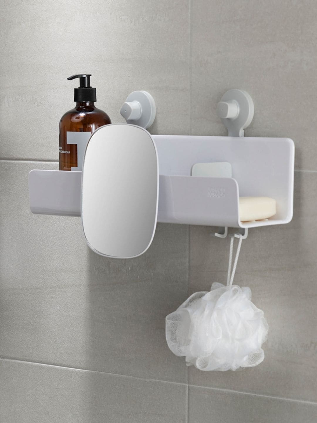 

Joseph Joseph EasyStore White Large Shower Shelf With Removable Mirror