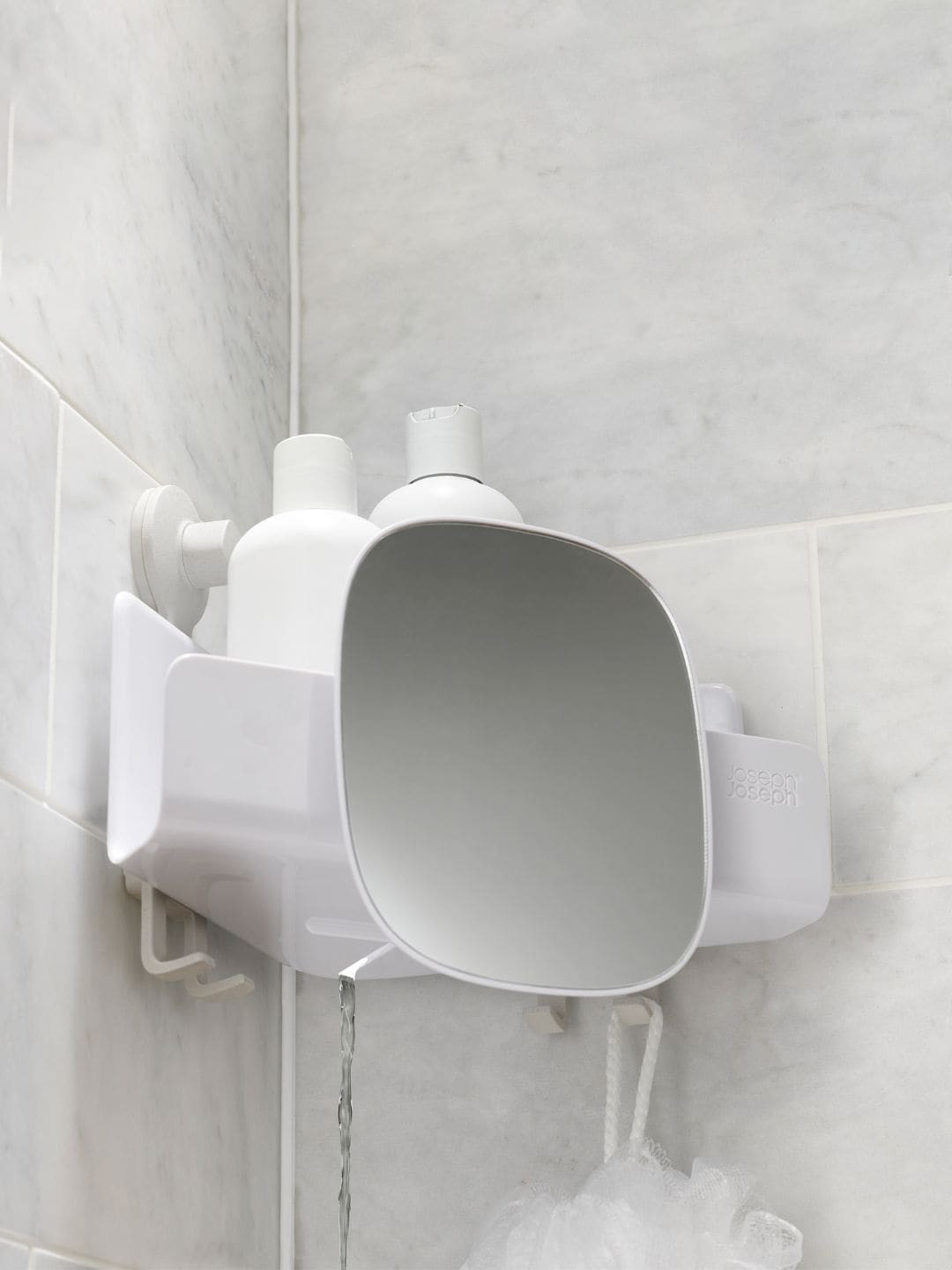 

Joseph Joseph EasyStore White Corner Shower Shelf With Removable Mirror