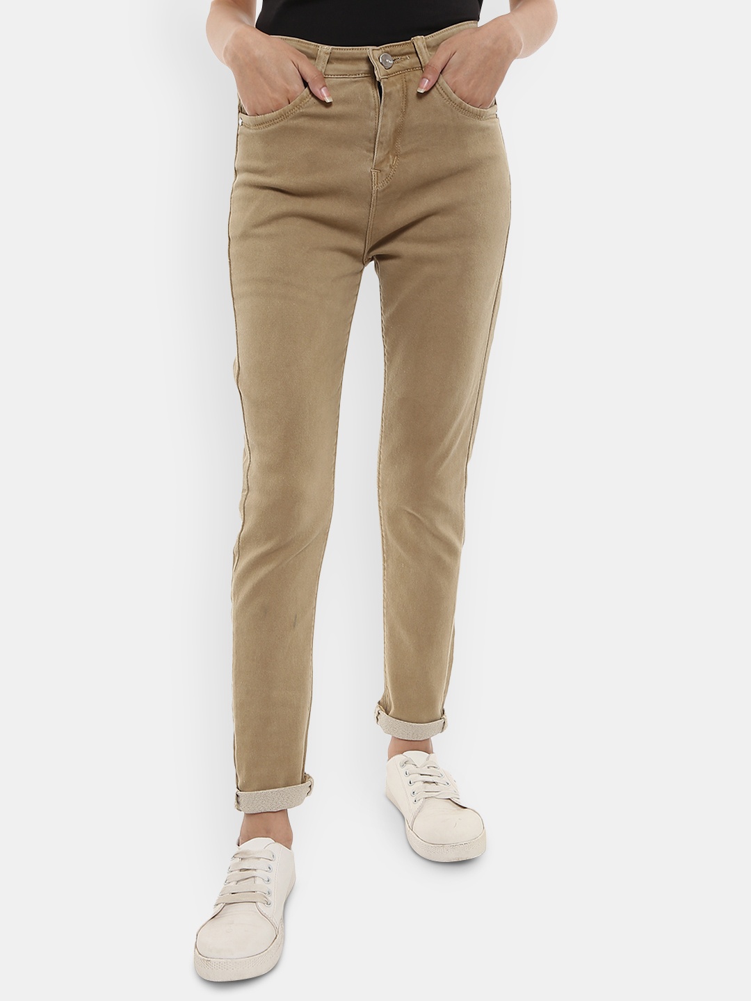 

V-Mart Women Cotton Classic Trousers, Beige
