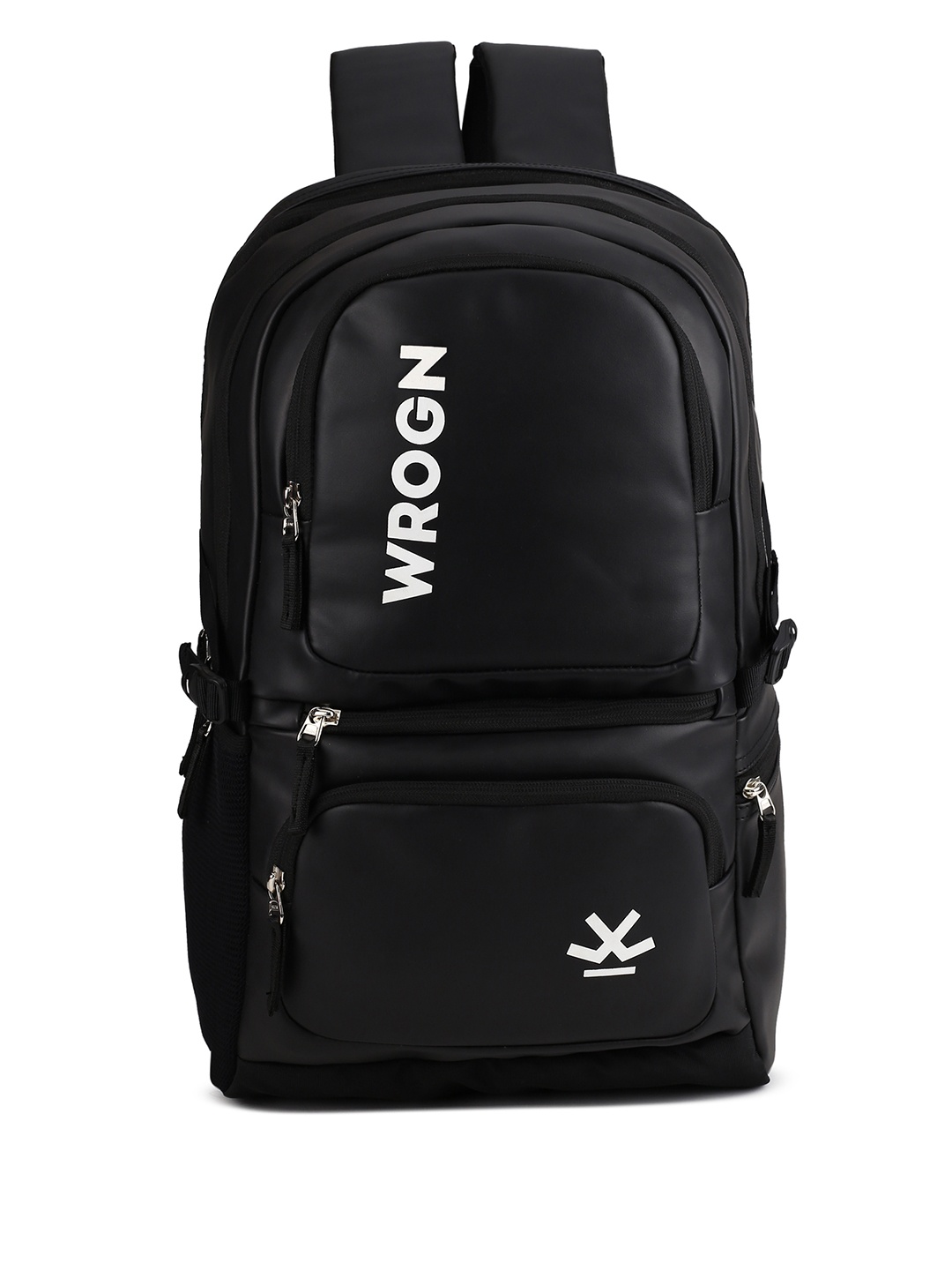 WROGN Brand Logo Backpack with Reflective Strip, Black