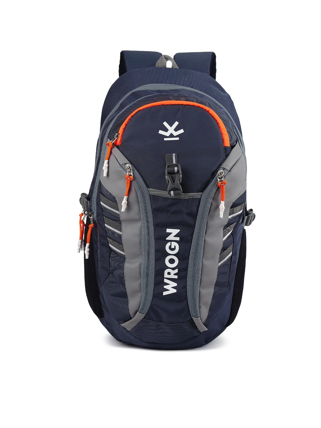 

WROGN Brand Logo Backpack with Reflective Strip, Navy blue