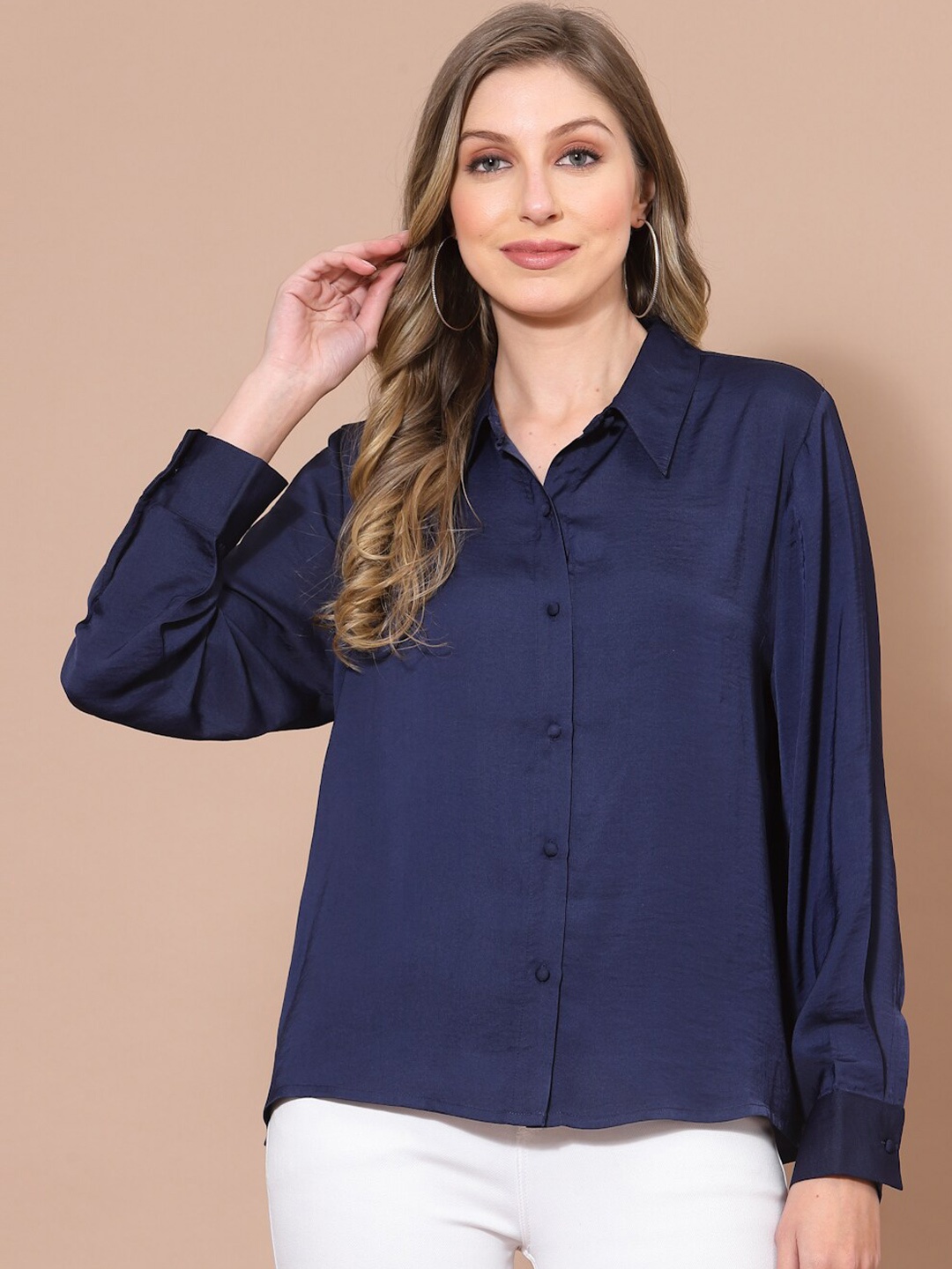 

Strong And Brave Women Odour Free Casual Shirt, Navy blue