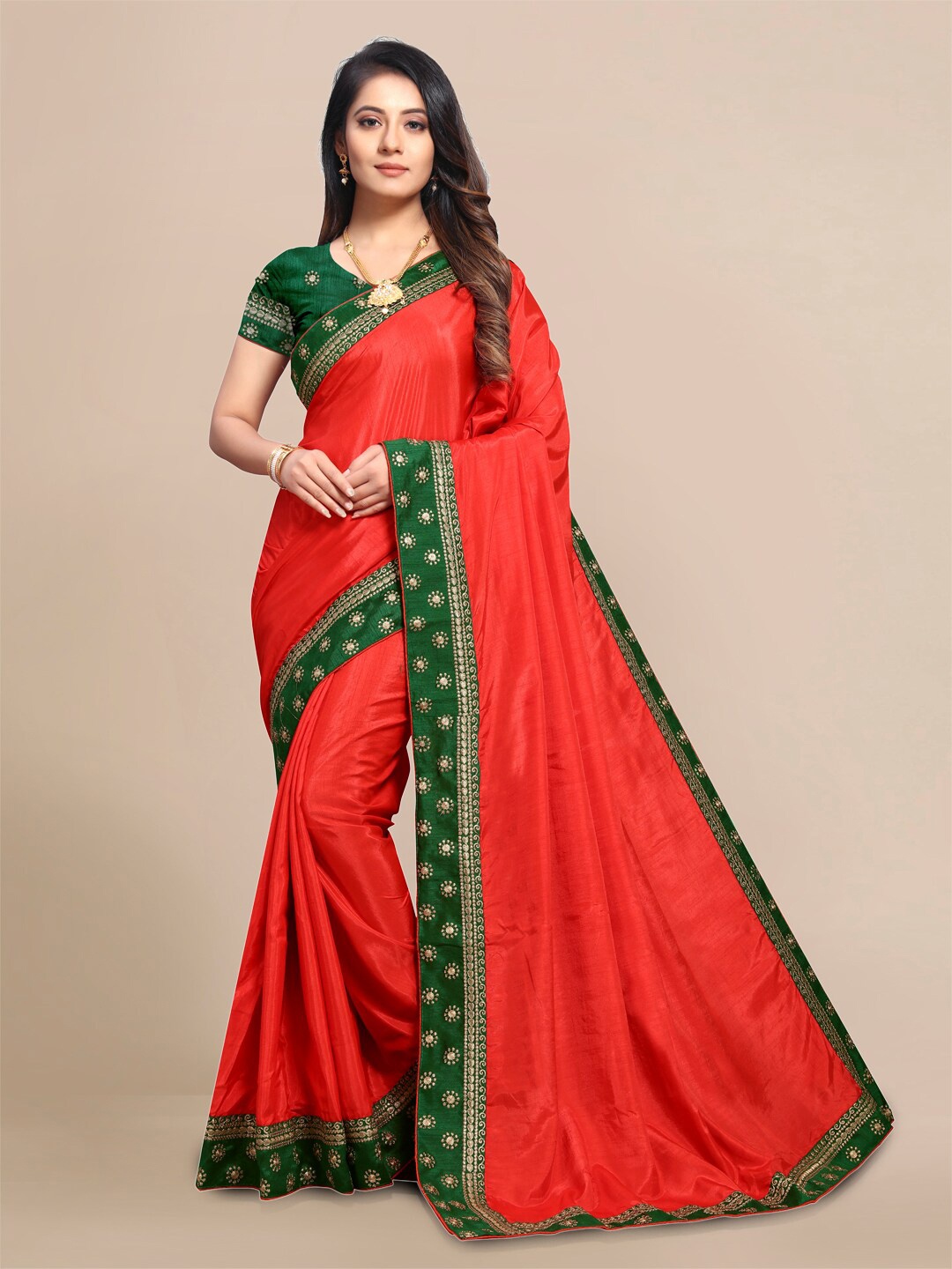 

Mitera Pure Silk Saree, Red