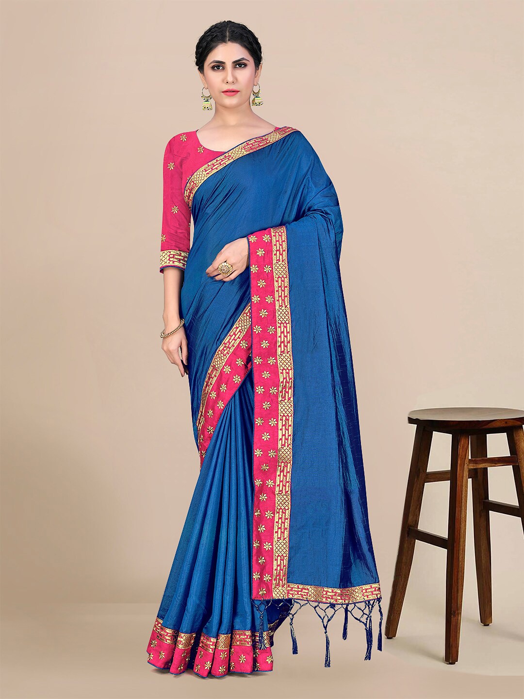 

Mitera Zari Pure Silk Saree, Blue