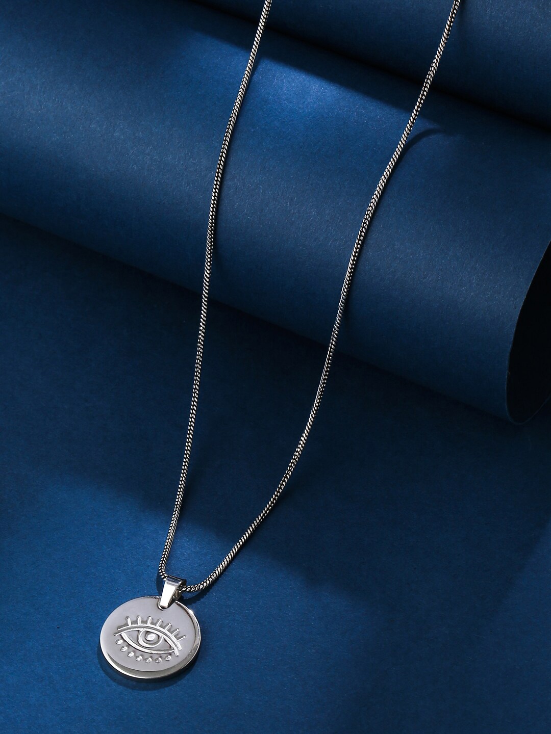 

VIRAASI Men Silver-Plated Evil Eye Pendant with Necklace